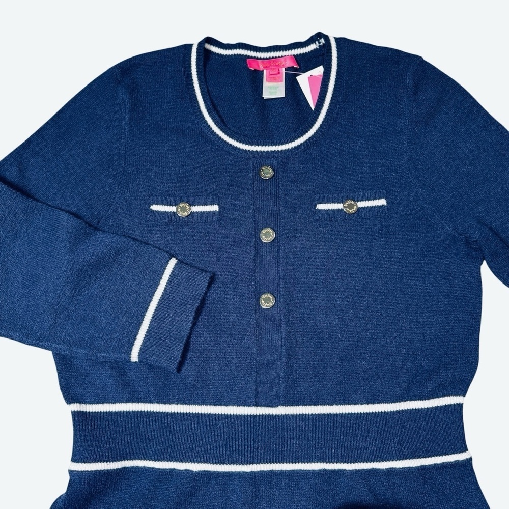 NWT New $198 Lilly Pulitzer Danley Sweater Navy Knit Dress Size XL - Picture 5 of 9